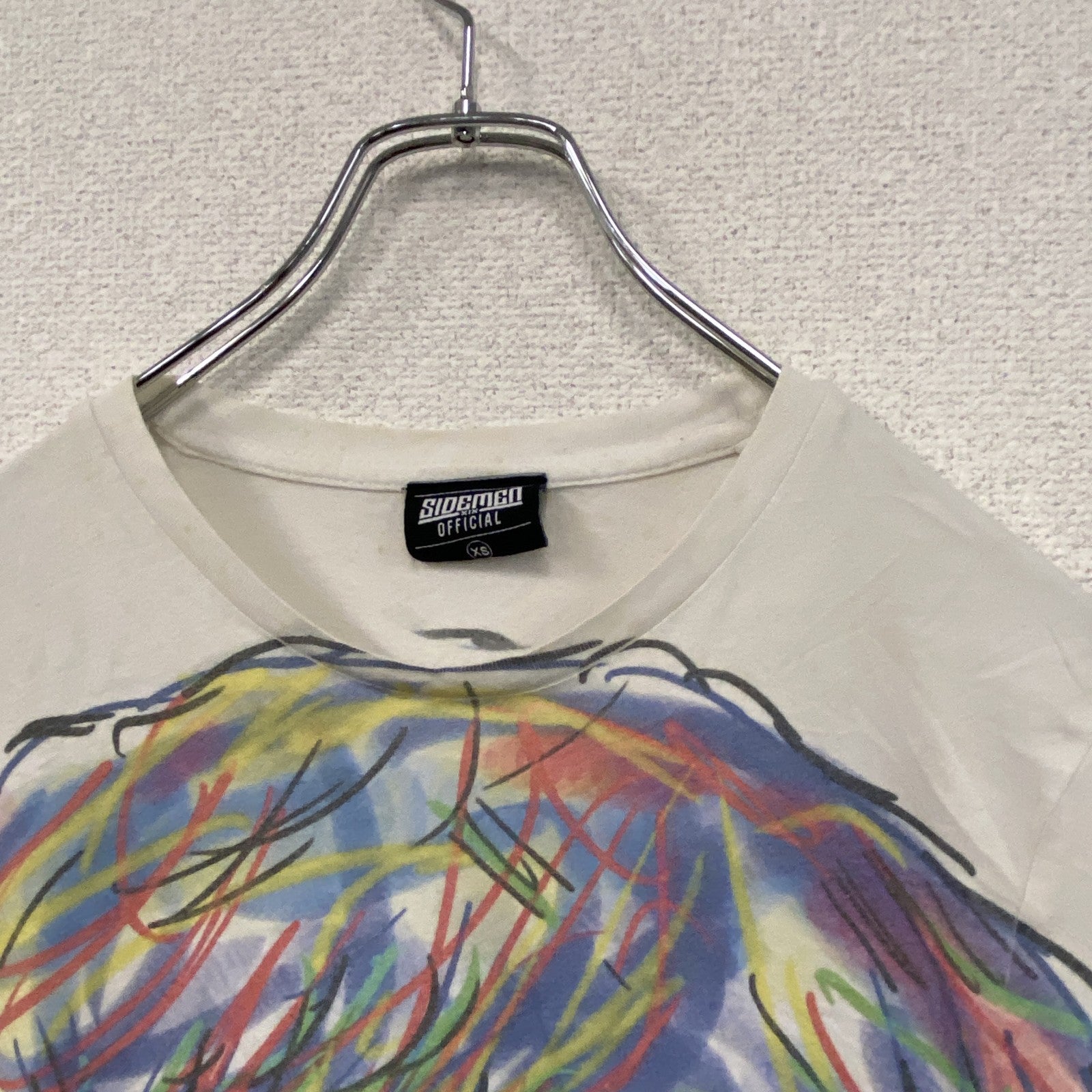 SIDEMEN　半袖プリントTシャツ　アートT 　白　ホワイト　XSサイズ　古着