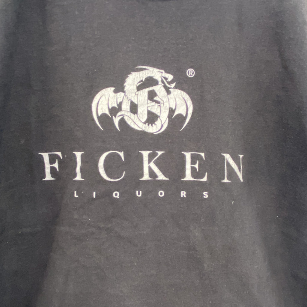 FRUIT OF THE LOOM　フルーツオブザルーム　半袖プリントTシャツ　FICKEN　黒　ブラック　Mサイズ　古着