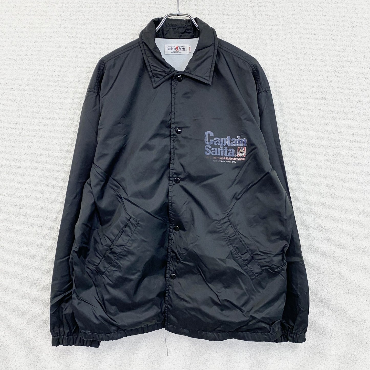 Captain Santa　キャプテンサンタ　コーチジャケット　フルボタンナイロンジャケット　黒　ブラック　XLサイズ