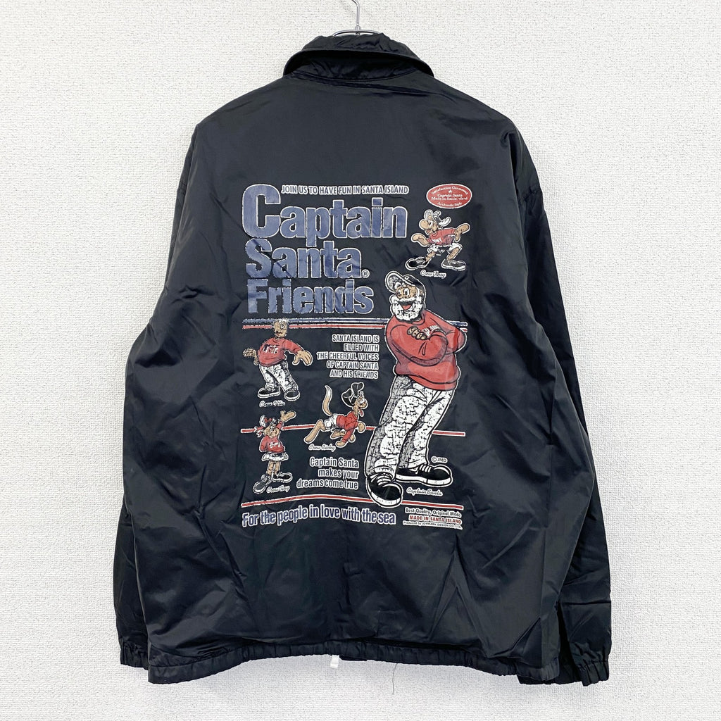 Captain Santa　キャプテンサンタ　コーチジャケット　フルボタンナイロンジャケット　黒　ブラック　XLサイズ　古着