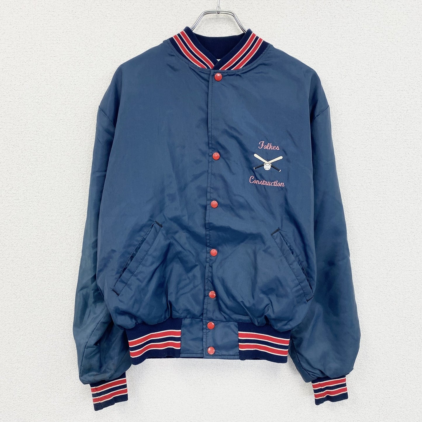 HOWE　ナイロンスタジャン/スタジアムジャケット　ヴィンテージ　紺　ネイビー　Lサイズ