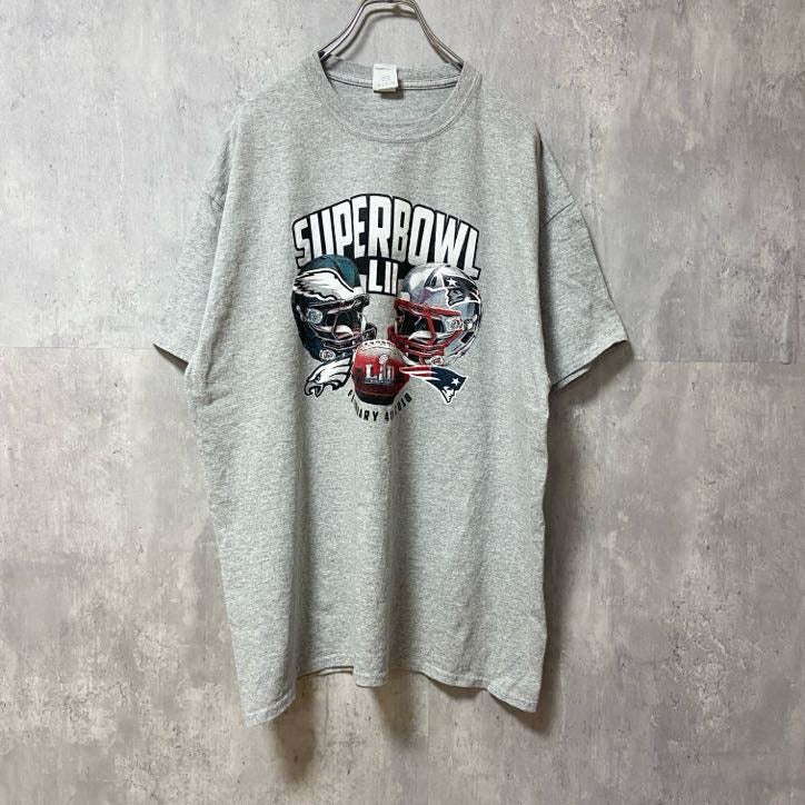 GILDAN　ギルダン　NFL　SUPERBOWL　アメフト　半袖プリントクルーネックTシャツ　グレー　灰色　XLサイズ　古着