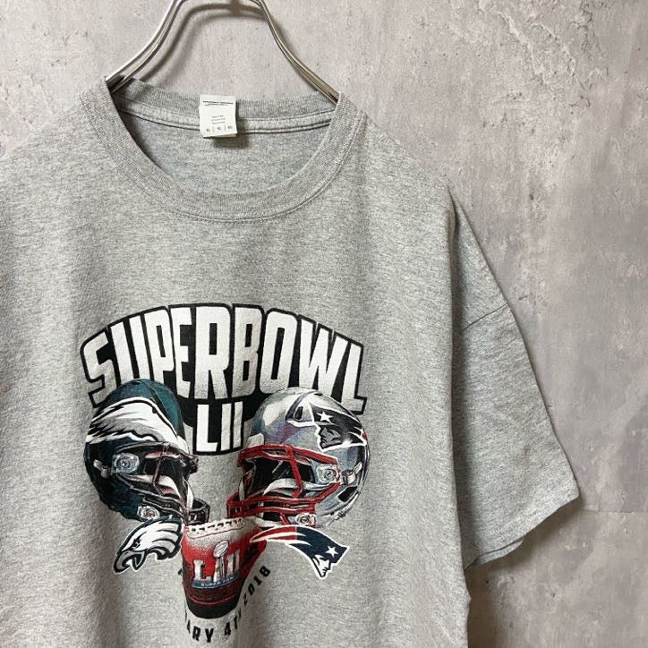 GILDAN　ギルダン　NFL　SUPERBOWL　アメフト　半袖プリントクルーネックTシャツ　グレー　灰色　XLサイズ　古着