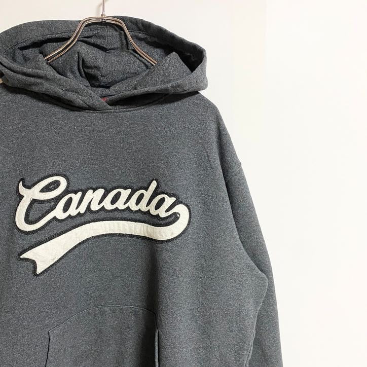 Wind River　CANADA　長袖ワッペンパーカー　プルオーバーパーカー　ダークグレー　Lサイズ　古着