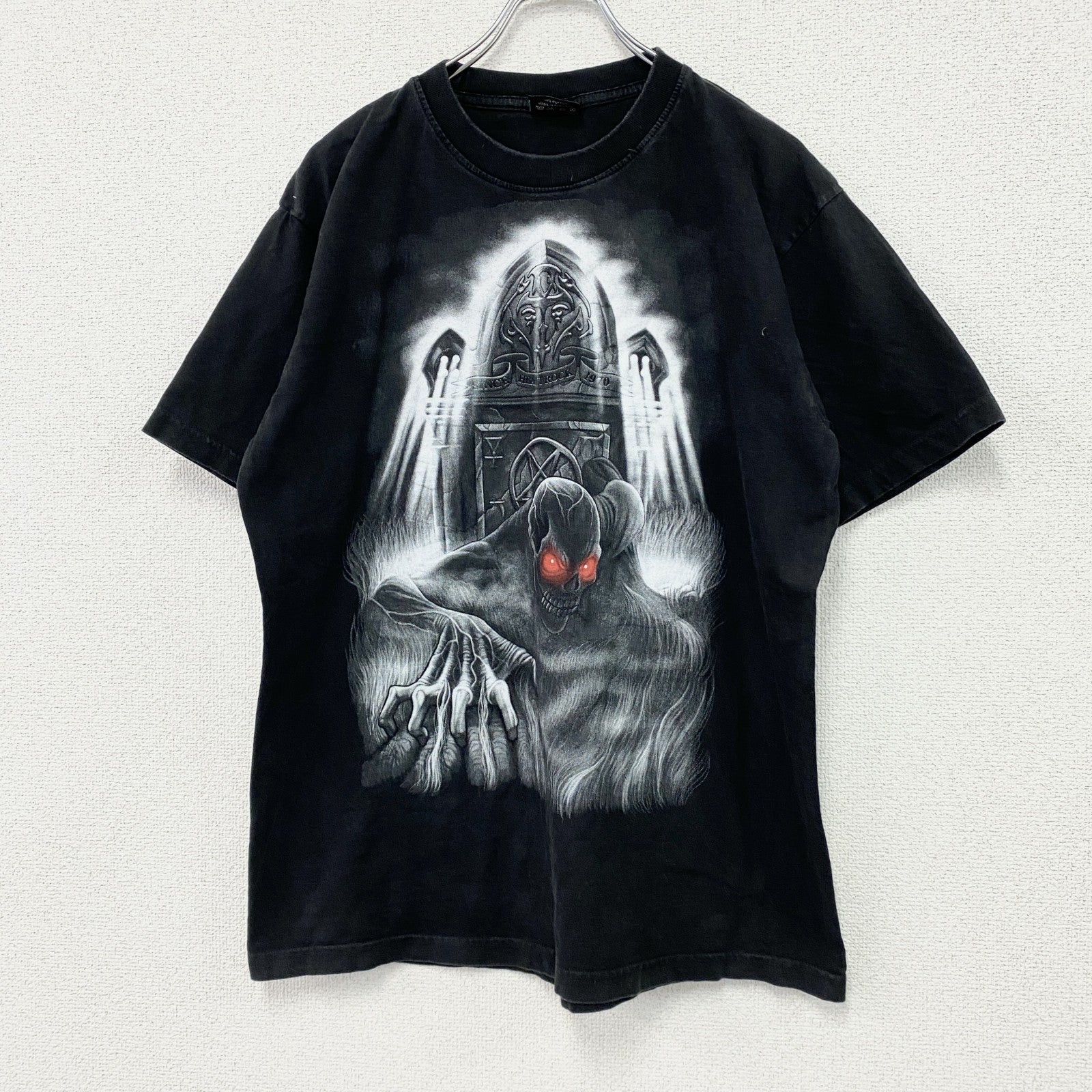 Doc Black　半袖Tシャツ　ドクロ　スカル　両面プリント　黒　ブラック　Lサイズ　古着