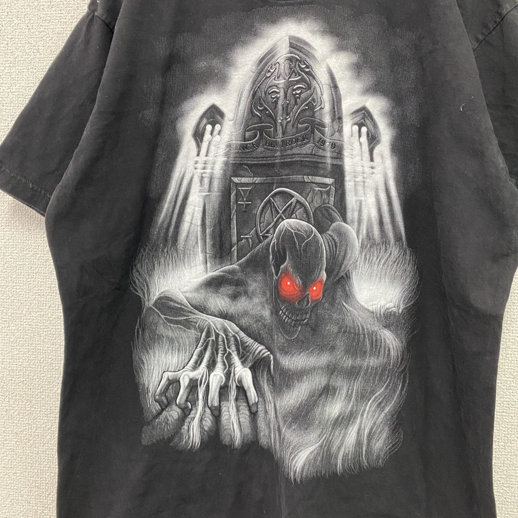 Doc Black　半袖Tシャツ　ドクロ　スカル　両面プリント　黒　ブラック　Lサイズ　古着