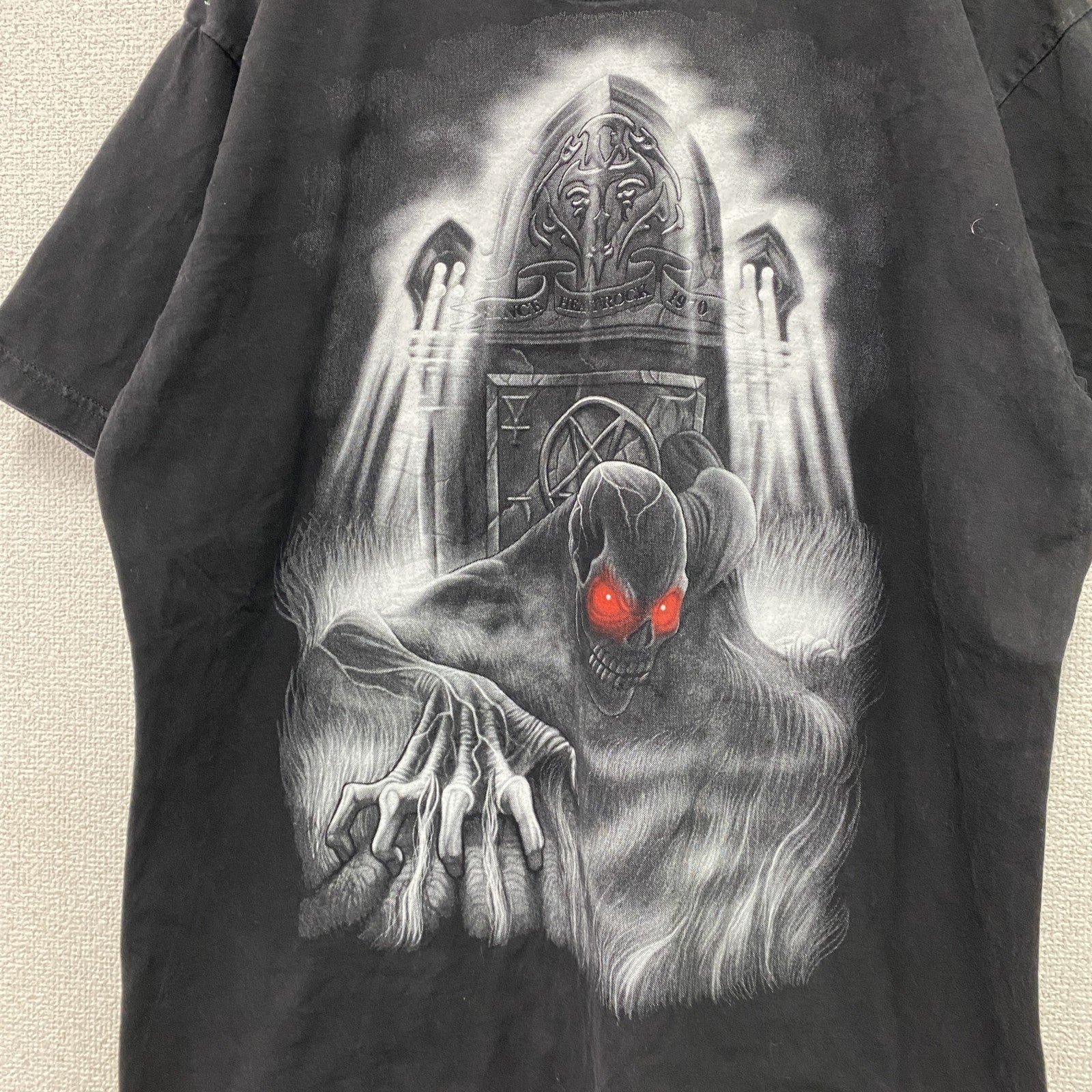 Doc Black　半袖Tシャツ　ドクロ　スカル　両面プリント　黒　ブラック　Lサイズ　古着