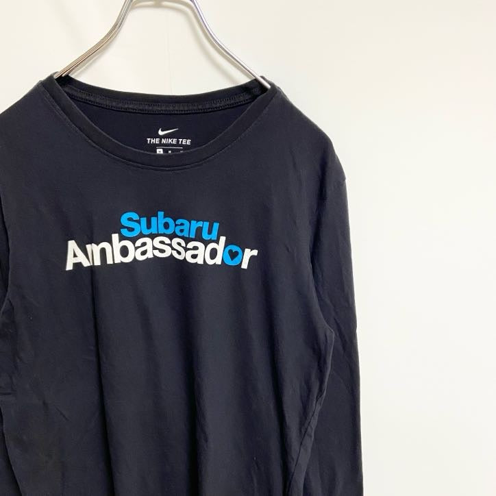 古着 used　NIKE ナイキ　長袖Tシャツ　プリントロングTシャツ　クルーネック　SUBARU スバル　黒　ブラック　Mサイズ