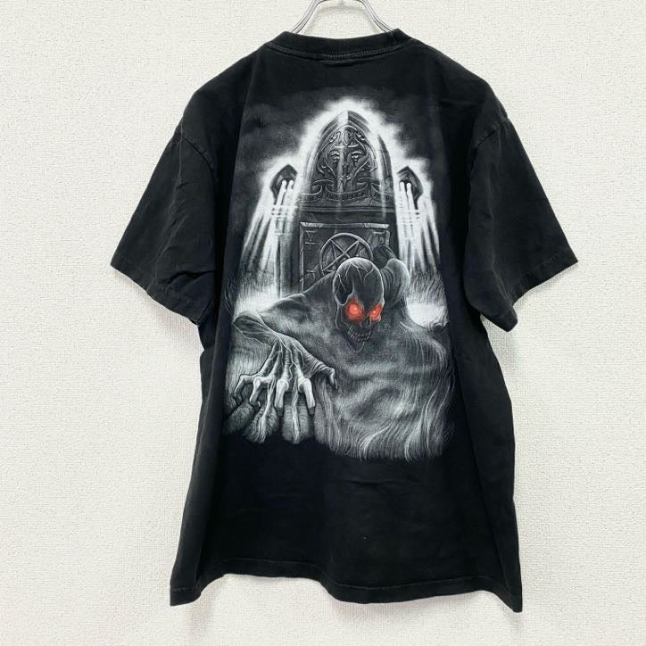 Doc Black　半袖Tシャツ　ドクロ　スカル　両面プリント　黒　ブラック　Lサイズ　古着