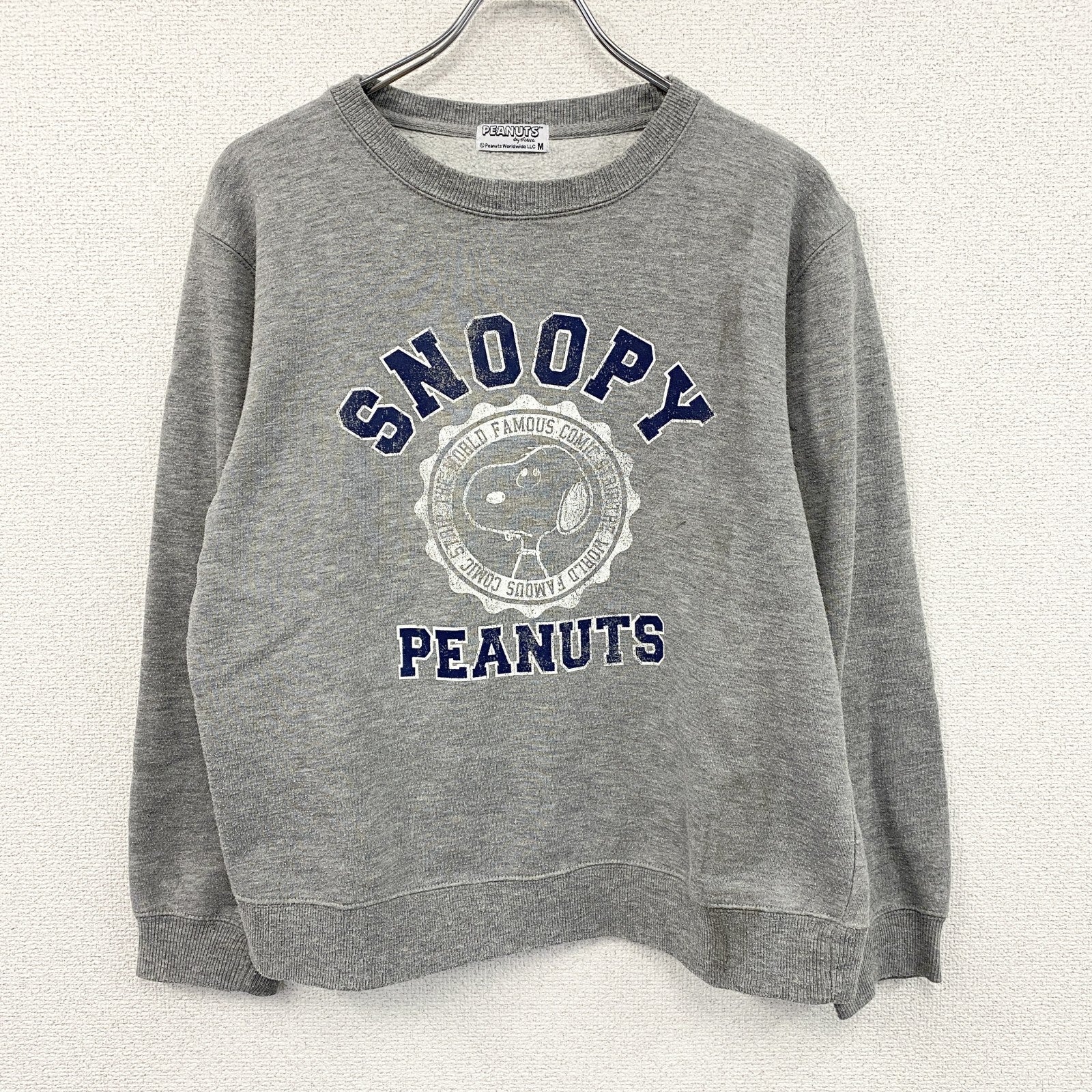 PEANUTS　ピーナッツ　SNOOPY　スヌーピー　スウェット/トレーナー　アーチプリント　灰色　グレー　Mサイズ　古着