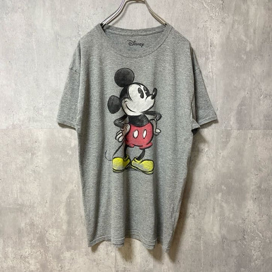 古着 used　Disney　ディズニー　半袖プリントＴシャツ　グレー　Mickey　ミッキー　キャラクター