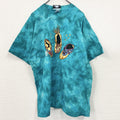 90s　wild west　半袖プリントTシャツ　ヴィンテージ　タイダイ　水色　エメラルドブルー　XLサイズ　古着