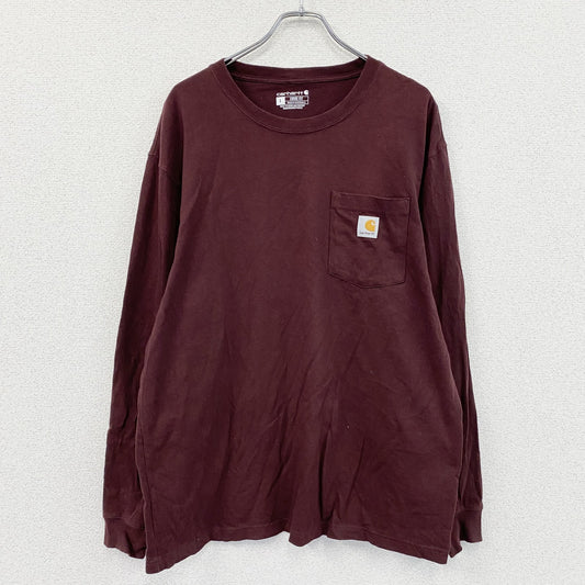 Carhartt　カーハート　長袖Tシャツ/ロンT　ポケット付き　ボルドー　Lサイズ