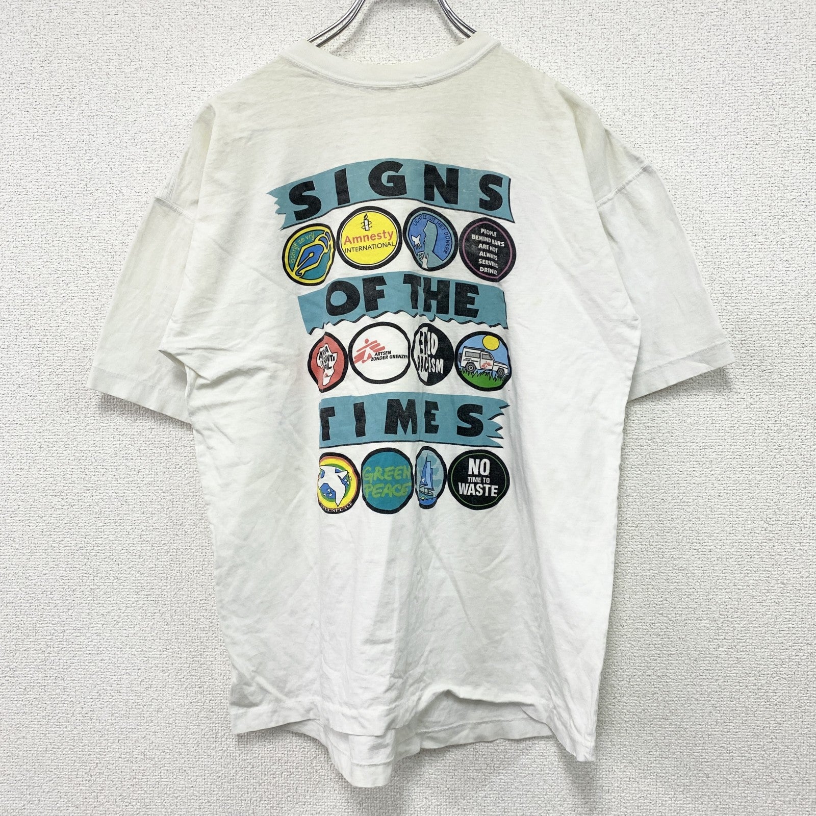 90s～　半袖Tシャツ　Sign of the times　シンボルマーク　シングルステッチ　ヴィンテージ　ホワイト　古着