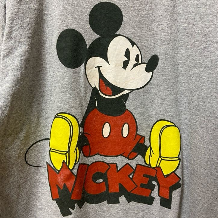 Disney　ディズニー　半袖プリントＴシャツ　グレー　灰色　Mickey　ミッキー　キャラクター　古着