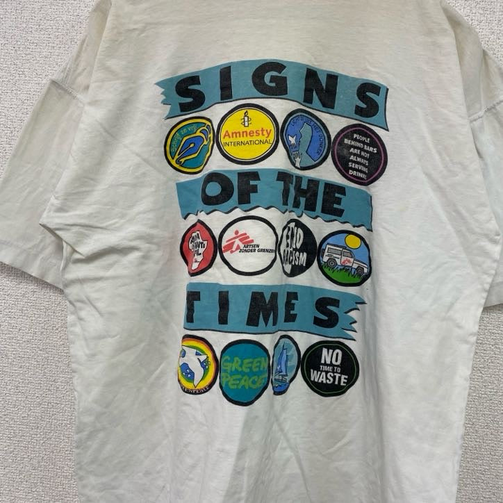 90s～　半袖Tシャツ　Sign of the times　シンボルマーク　シングルステッチ　ヴィンテージ　ホワイト　古着