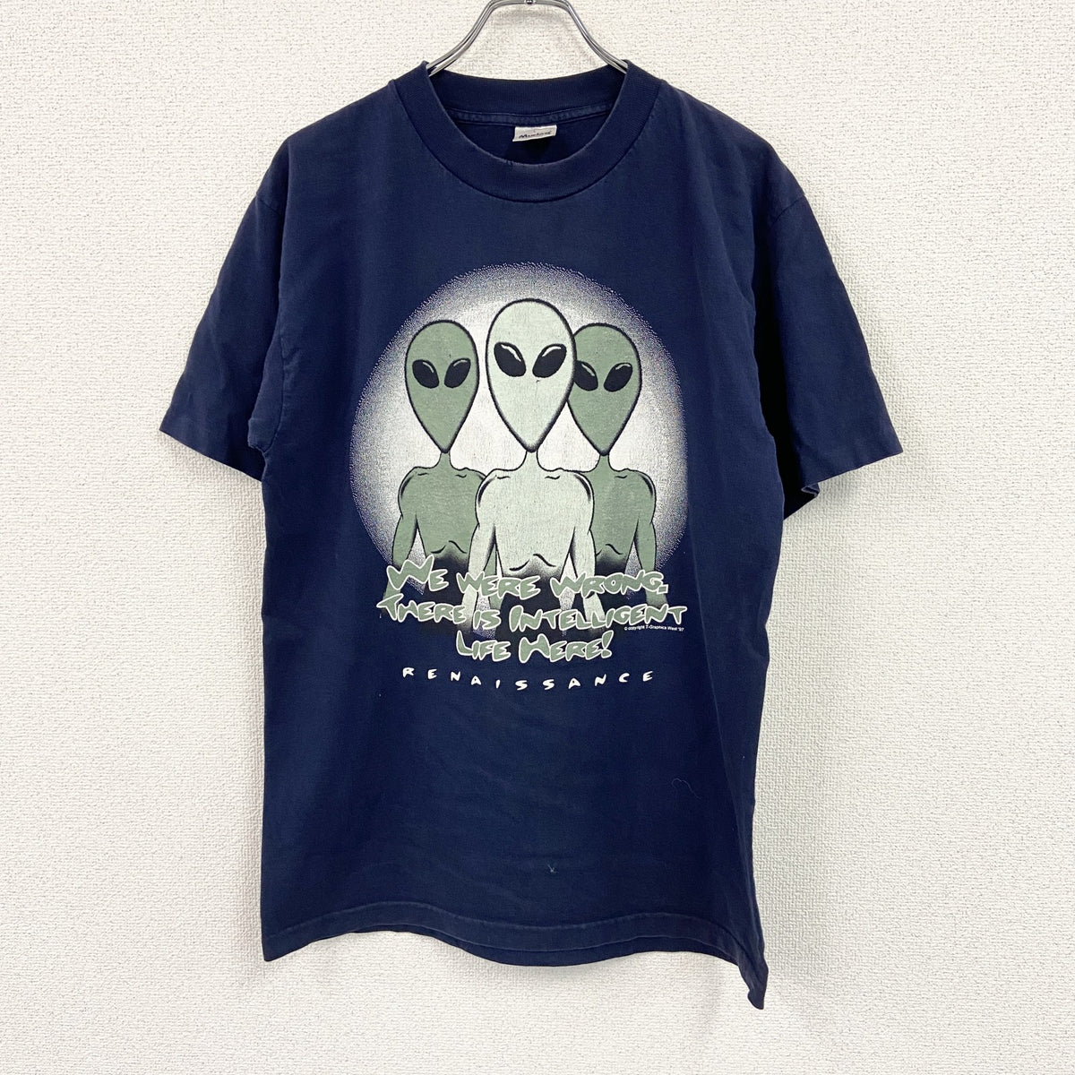 Murina　マリーナ　半袖プリントTシャツ　シングルステッチ　紺　ネイビー　Lサイズ カットソー メンズ コットン 古着