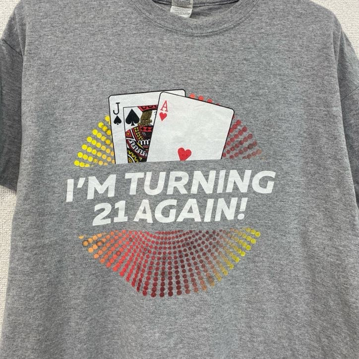 GILDAN　ギルダン　半袖両面プリントTシャツ　トランプ　スート　両面プリント　灰色　グレー　XLサイズ　古着