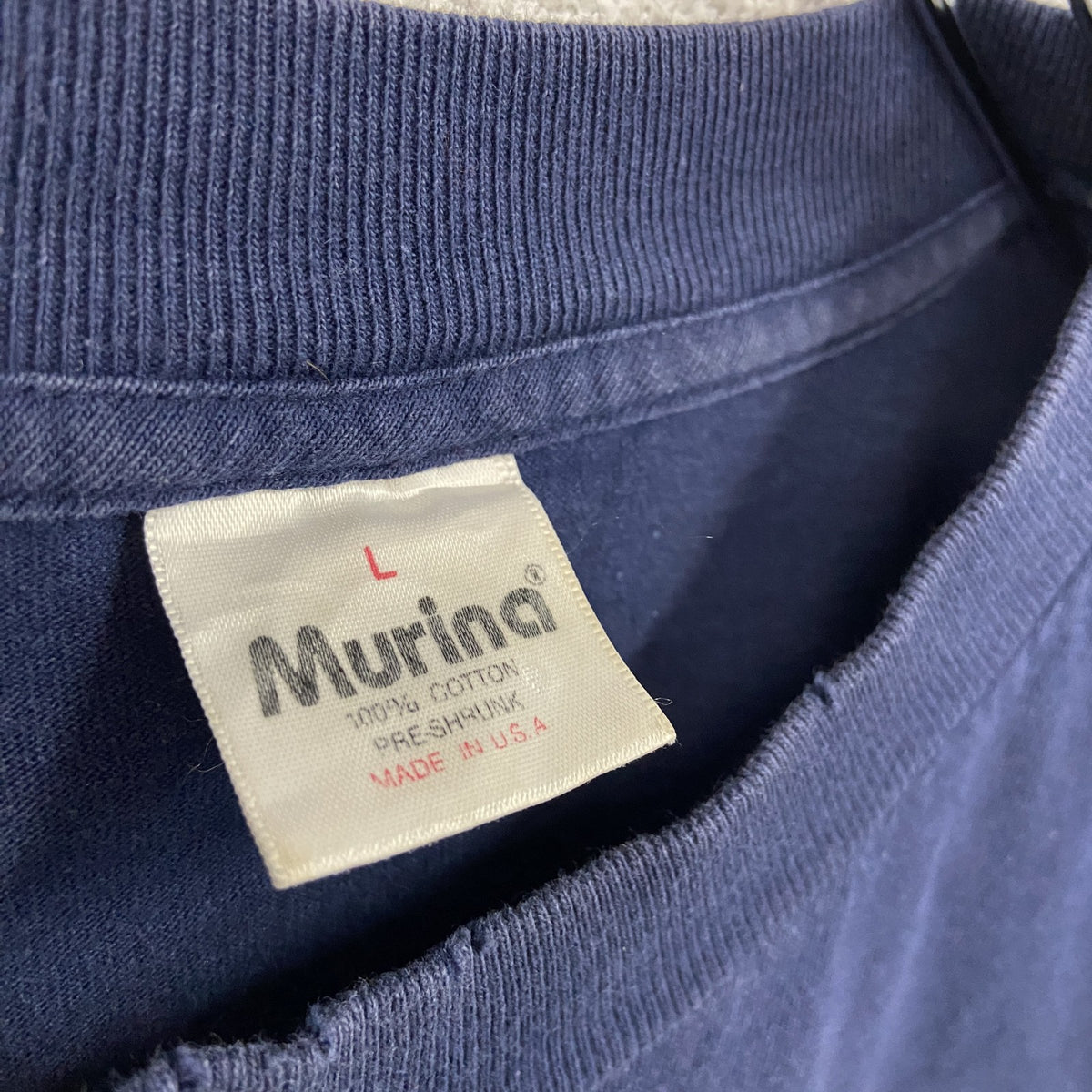 Murina　マリーナ　半袖プリントTシャツ　シングルステッチ　紺　ネイビー　Lサイズ カットソー メンズ コットン 古着