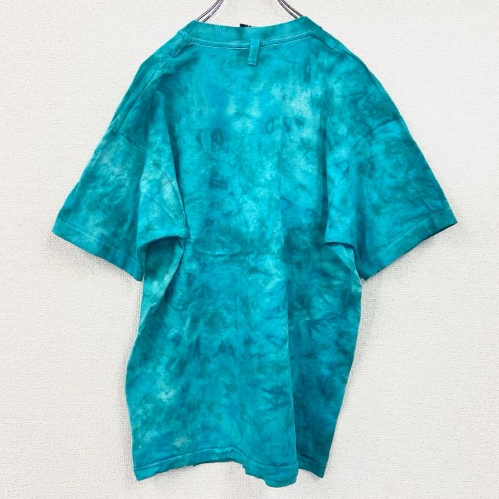 90s　wild west　半袖プリントTシャツ　ヴィンテージ　タイダイ　水色　エメラルドブルー　XLサイズ　古着