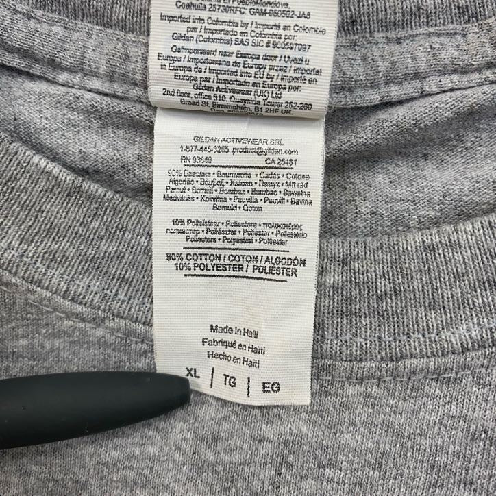 GILDAN　ギルダン　半袖両面プリントTシャツ　トランプ　スート　両面プリント　灰色　グレー　XLサイズ　古着