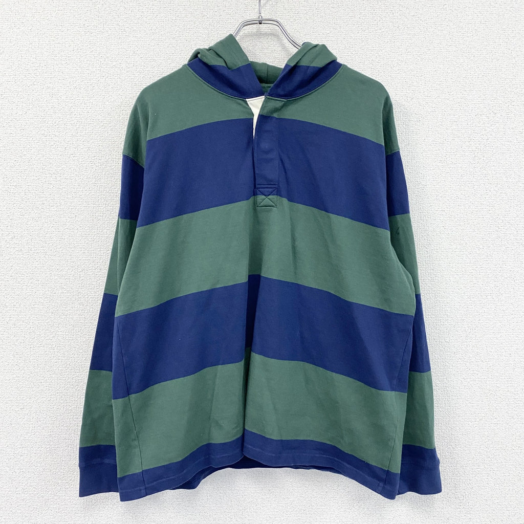 Levi's　リーバイス　GOLD TAB　CLUB RUGBYスウェットシャツ　ボーダー柄　グリーン　ネイビー　紺　Mサイズ　古着