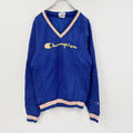Champion　チャンピオン HERITAGE　スウェット/トレーナー　Vネック　青　ブルー　XSサイズ スウェットトップス メンズ コットン 古着