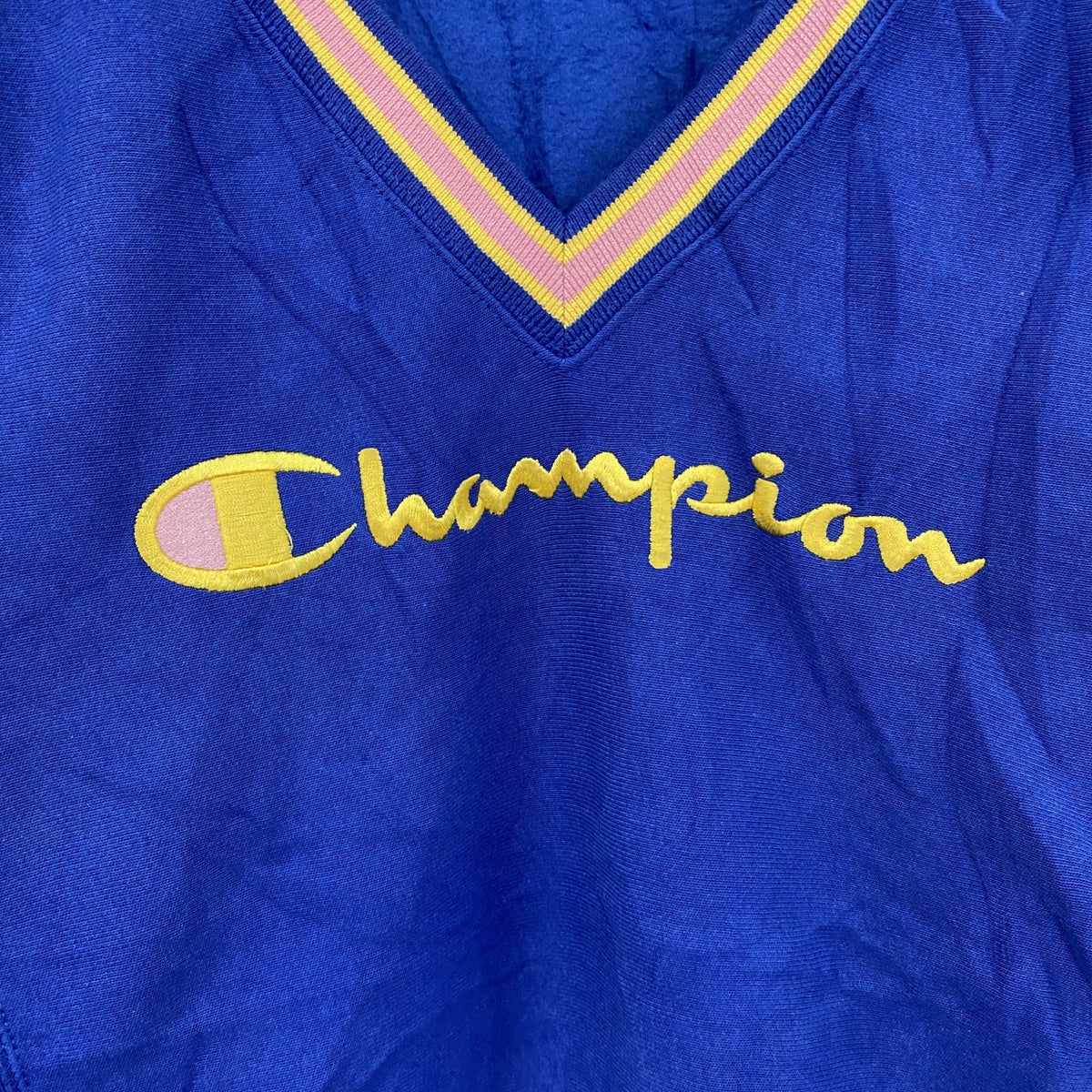 Champion　チャンピオン HERITAGE　スウェット/トレーナー　Vネック　青　ブルー　XSサイズ スウェットトップス メンズ コットン 古着