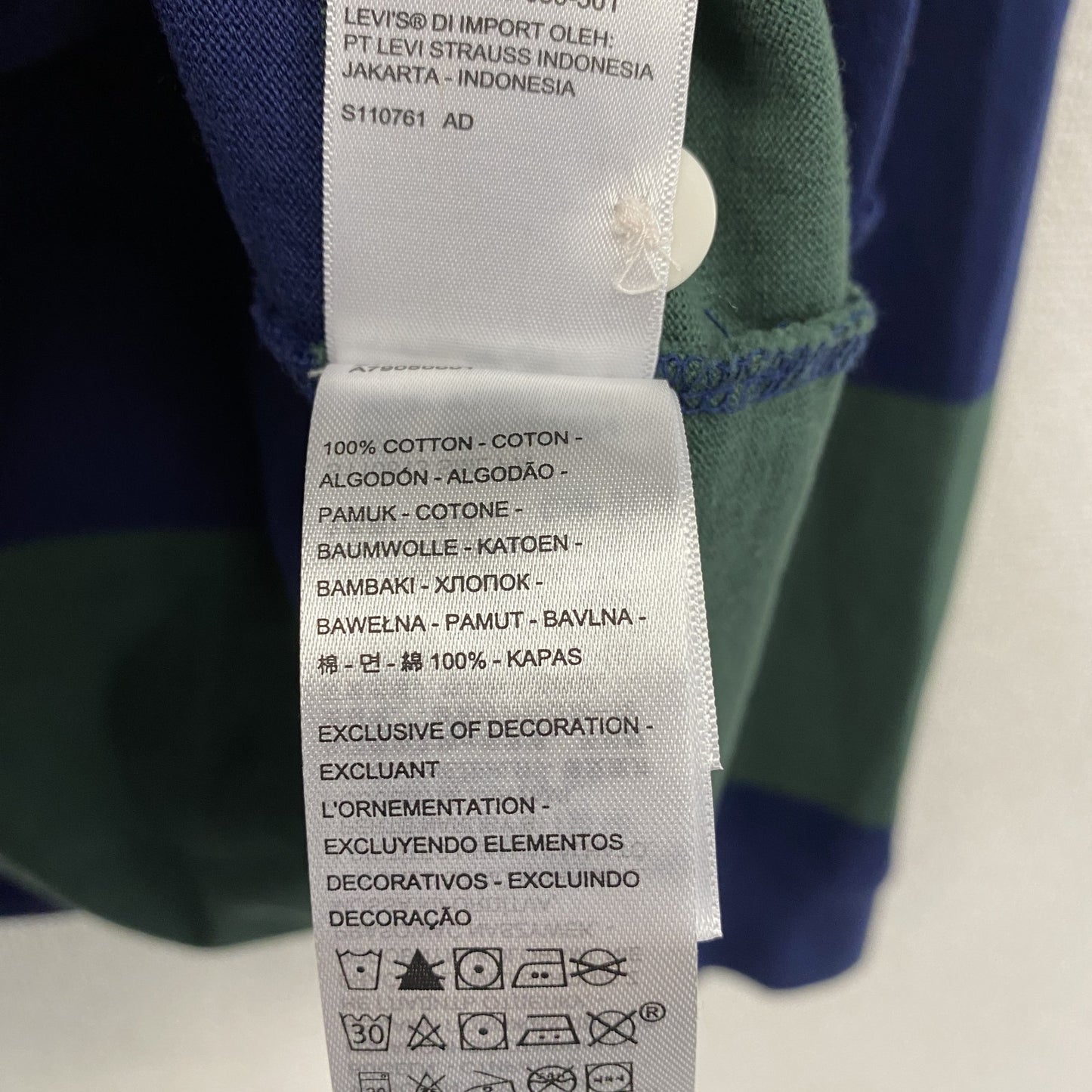 Levi's　リーバイス　CLUB RUGBYスウェットシャツ　ボーダー柄　緑　グリーン 紺　ネイビー　Mサイズ