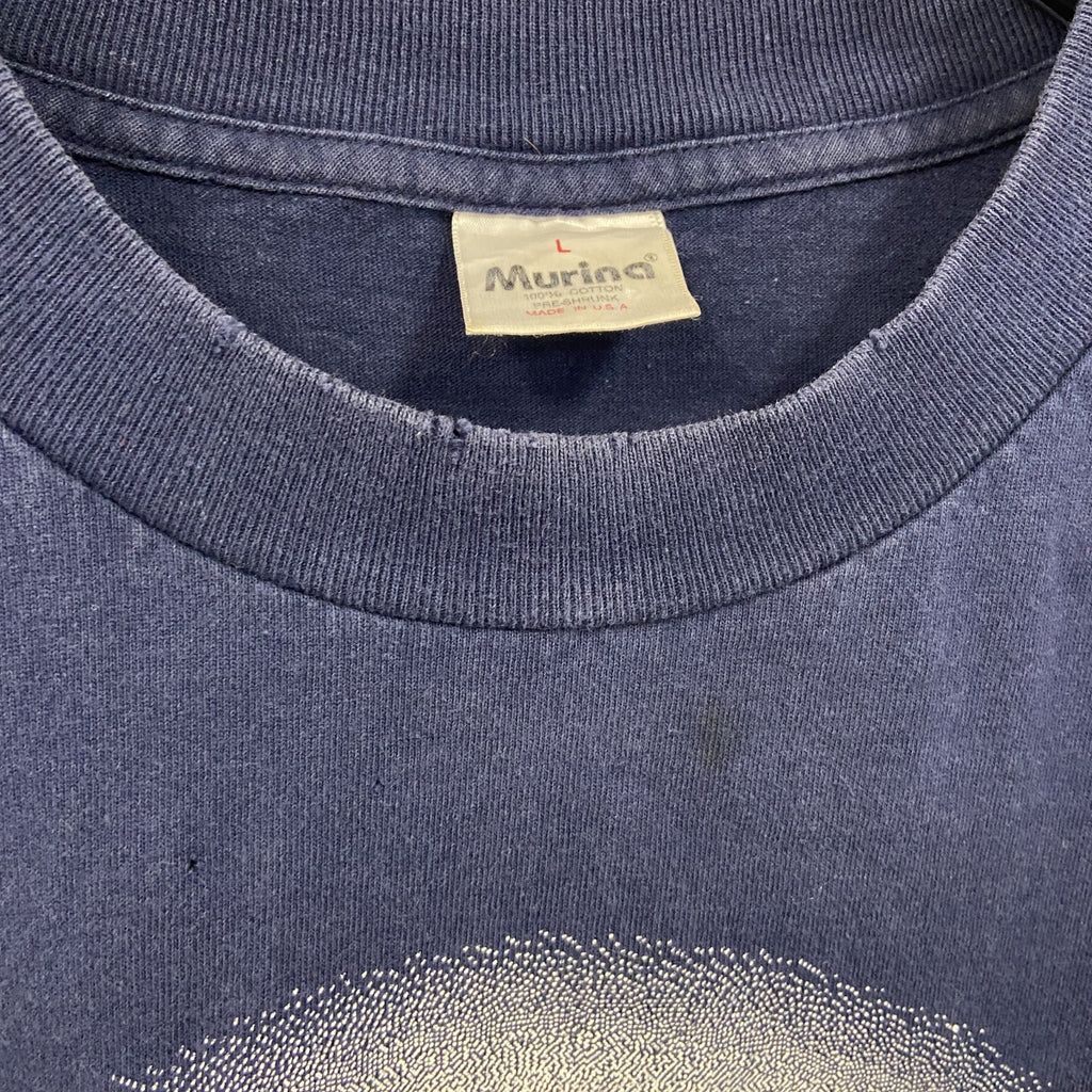 Murina　マリーナ　半袖プリントTシャツ　シングルステッチ　紺　ネイビー　Lサイズ カットソー メンズ コットン 古着