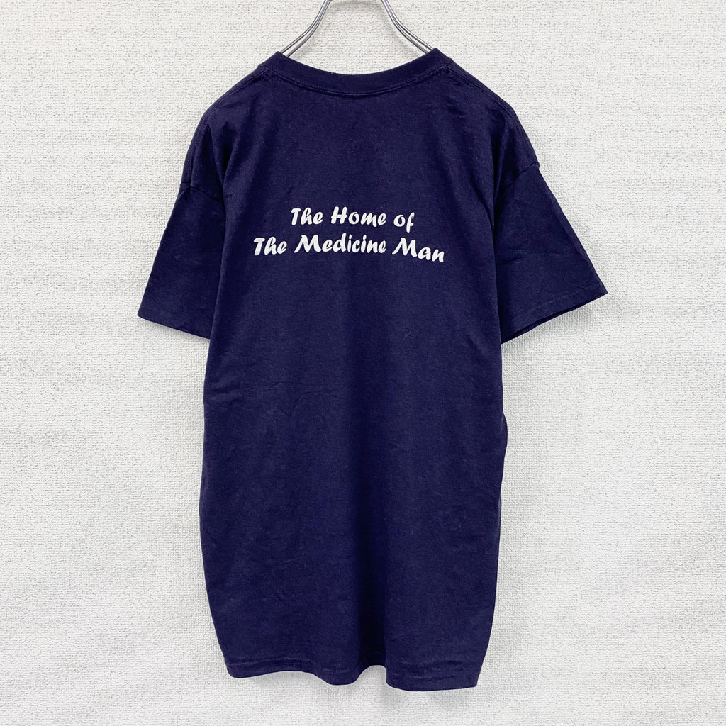 Yanks Indian Club　半袖プリントTシャツ　インディアン　両面プリント　紺　ネイビー　古着