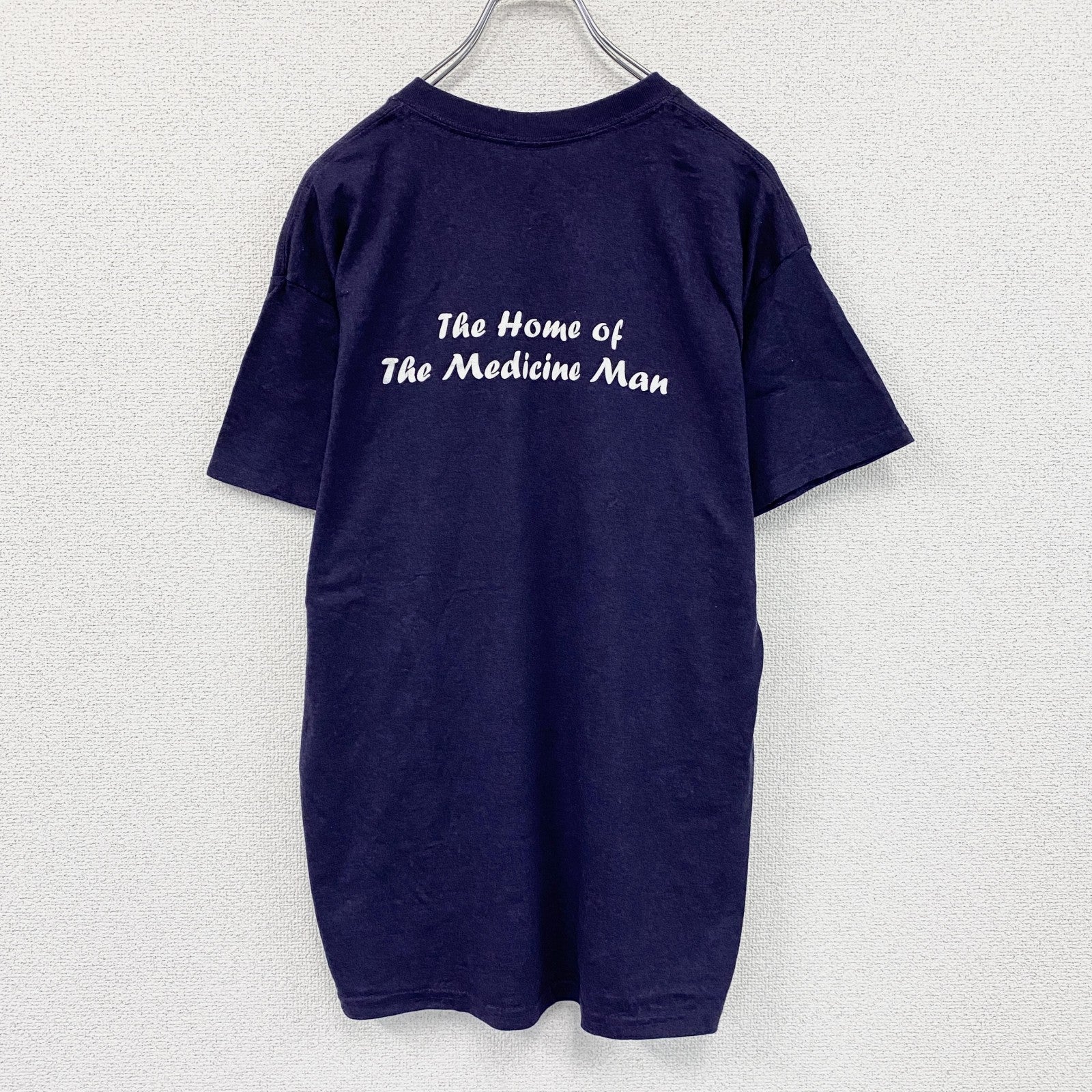 Yanks Indian Club　半袖プリントTシャツ　インディアン　両面プリント　紺　ネイビー　古着