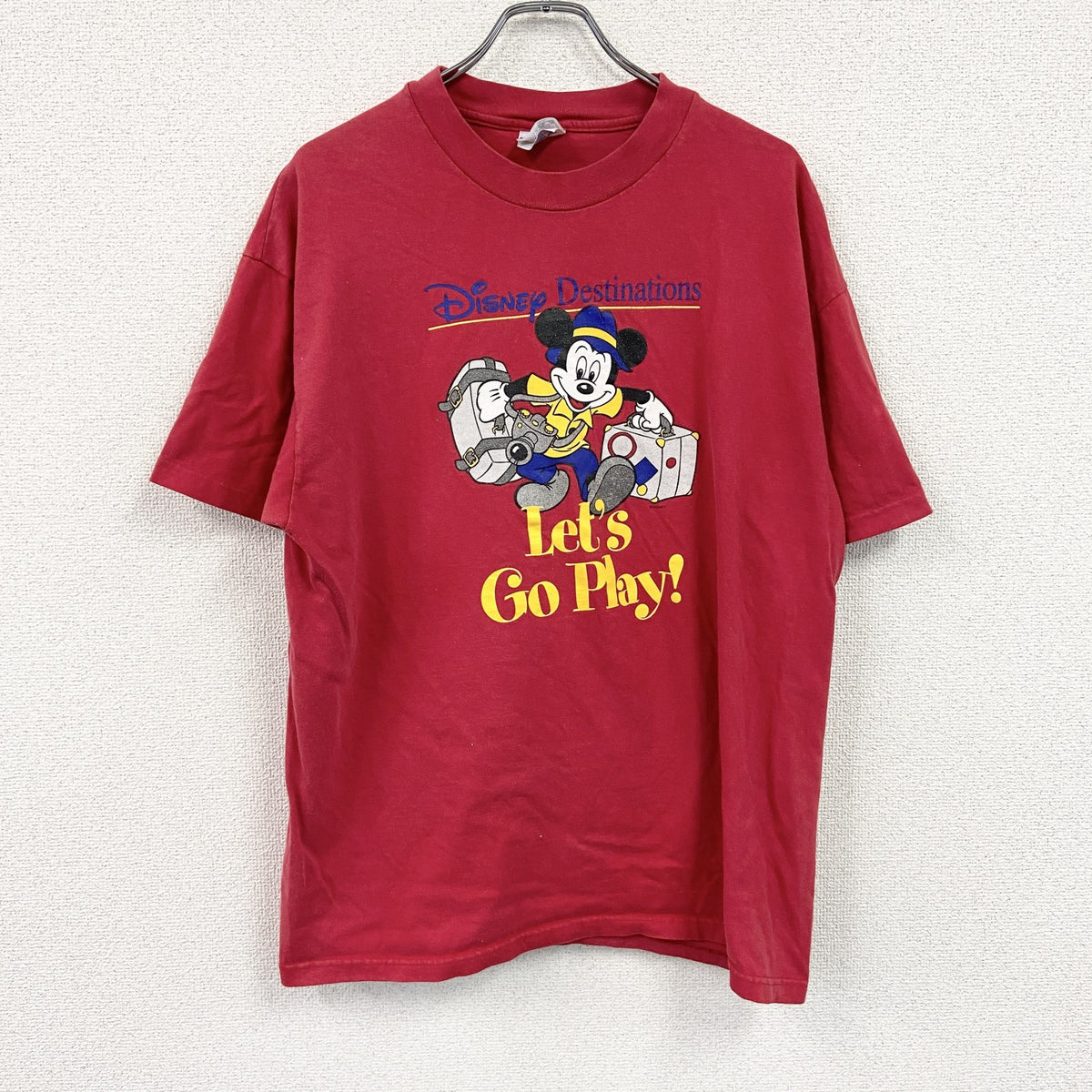 Hanes　ヘインズ　半袖プリントTシャツ　シングルステッチ　ミッキーマウス　赤　レッド　XLサイズ カットソー メンズ コットン 古着