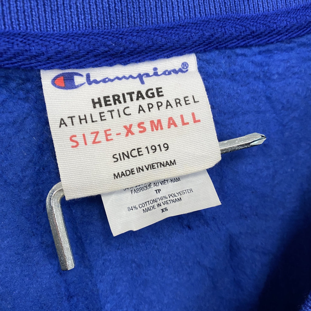 Champion　チャンピオン HERITAGE　スウェット/トレーナー　Vネック　青　ブルー　XSサイズ スウェットトップス メンズ コットン 古着