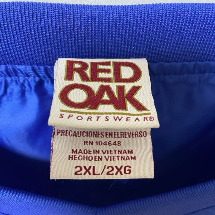 REDOAK　長袖ナイロンプルオーバー　カレッジロゴ　青　ブルー　Vネック　ビックシルエット　XXLサイズ　古着