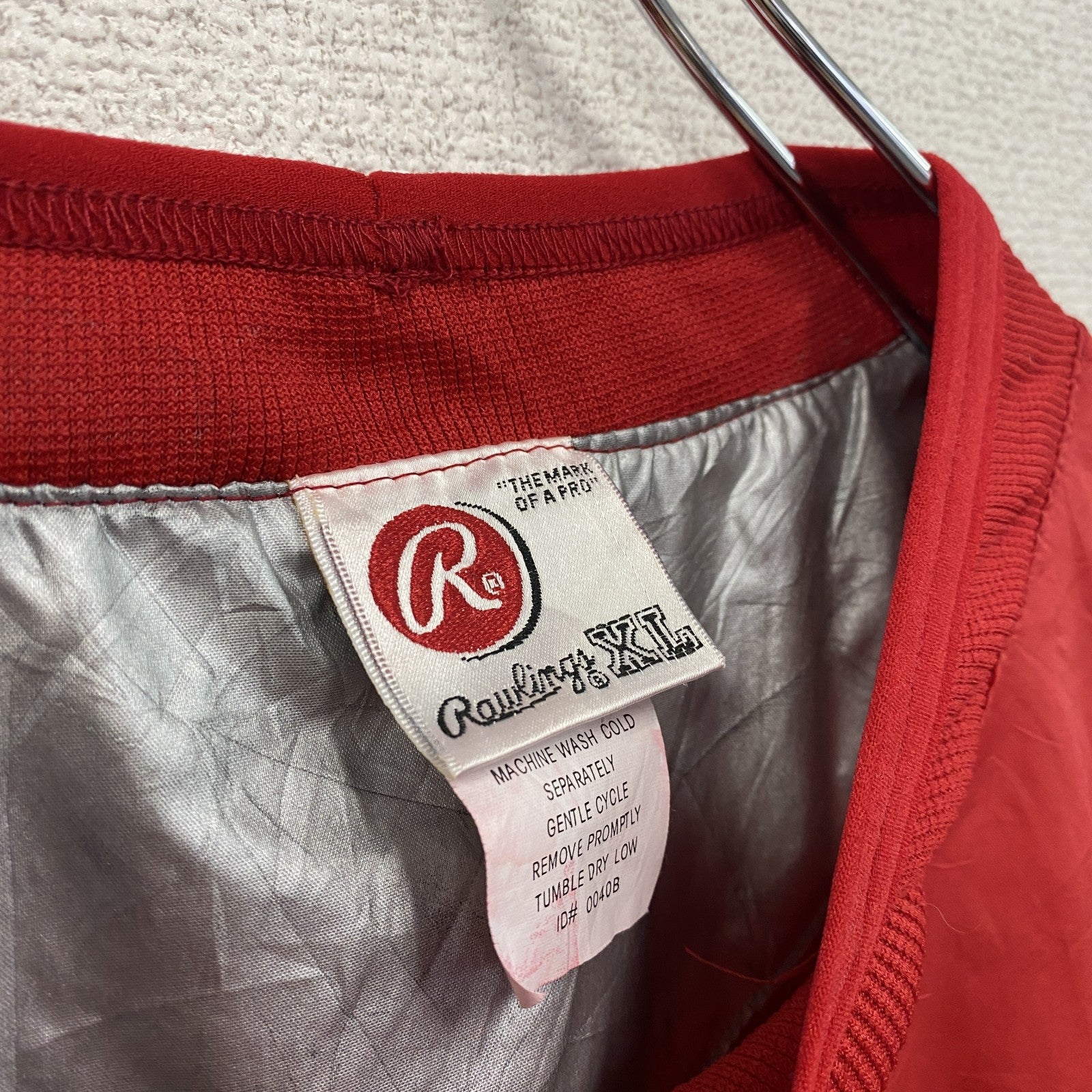 Rawlings　プルオーバーナイロンジャケット　赤　レッド　XLサイズ　古着