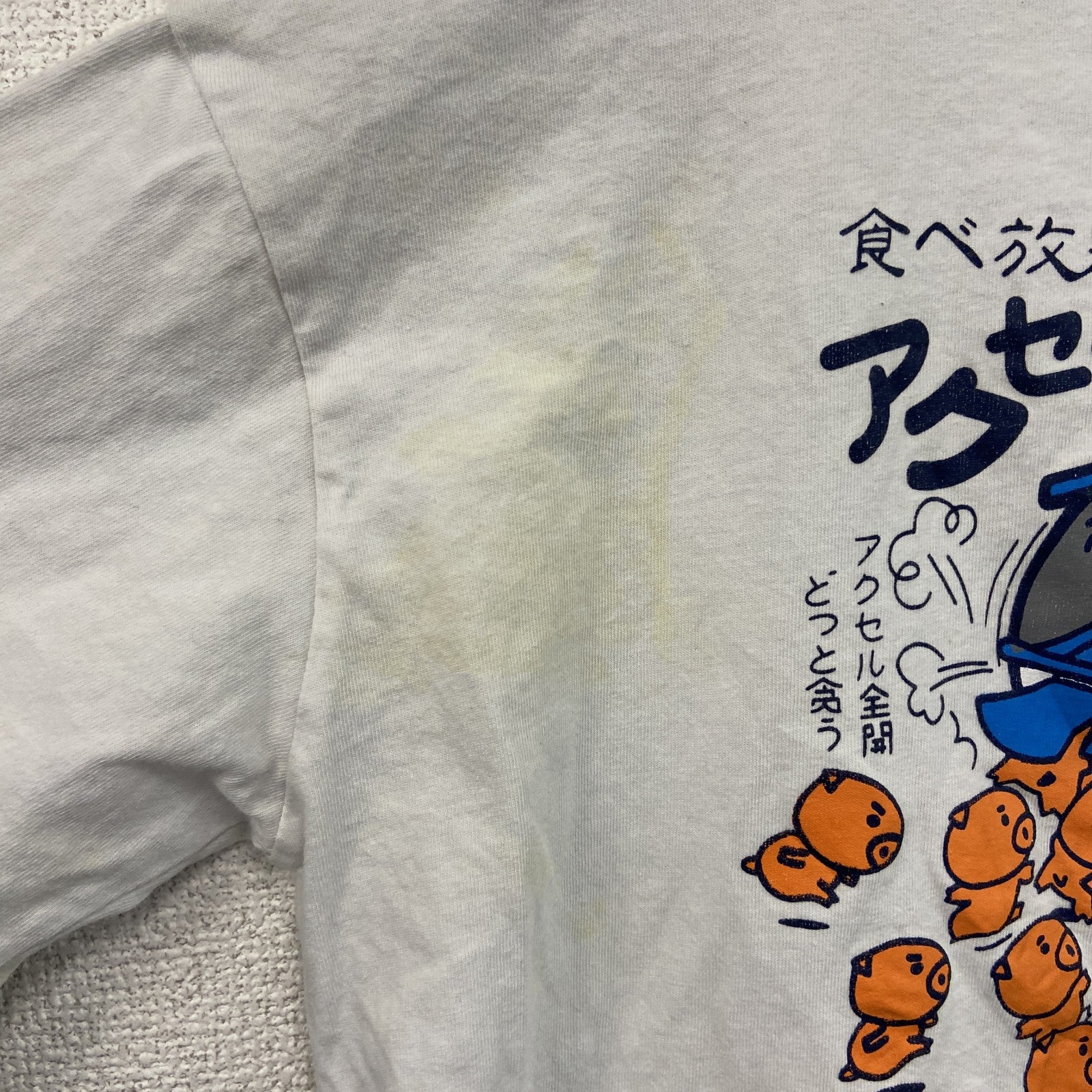 Shiyi　半袖プリントTシャツ　豚　キャラT　白　ホワイト　古着