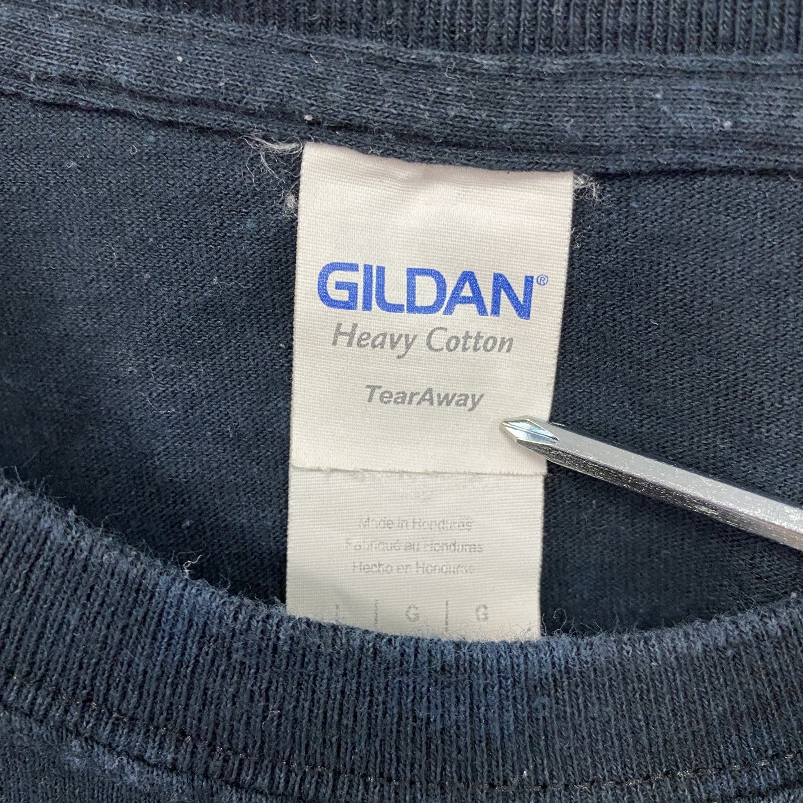 GILDAN　ギルダン　HIGH MINDS UK　半袖プリントTシャツ　紺　ネイビー　Lサイズ　古着