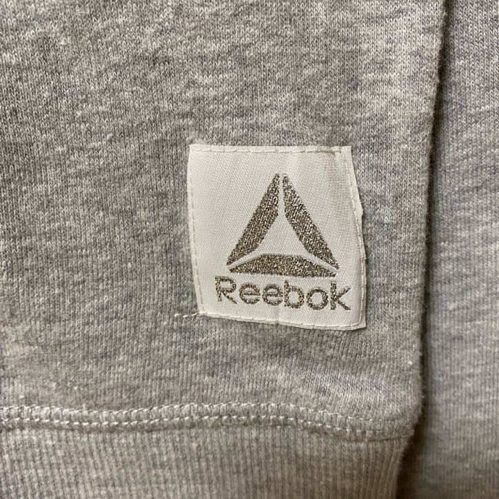 古着 used Reebok リーボック 長袖クルーネックロゴプリントスウェット　トレーナー　オーバーサイズ　グレー　XLサイズ