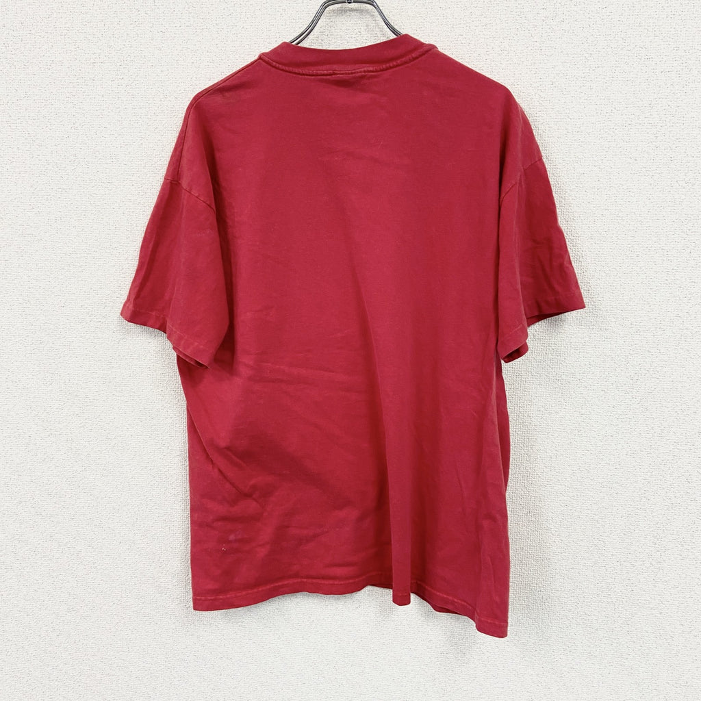 Hanes　ヘインズ　半袖プリントTシャツ　シングルステッチ　ミッキーマウス　赤　レッド　XLサイズ カットソー メンズ コットン 古着