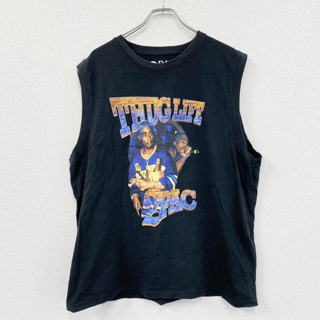 2PAC　トゥーパック　タンクトップ/ノースリーブ　ラッパーT　黒　ブラック　4Lサイズ　古着