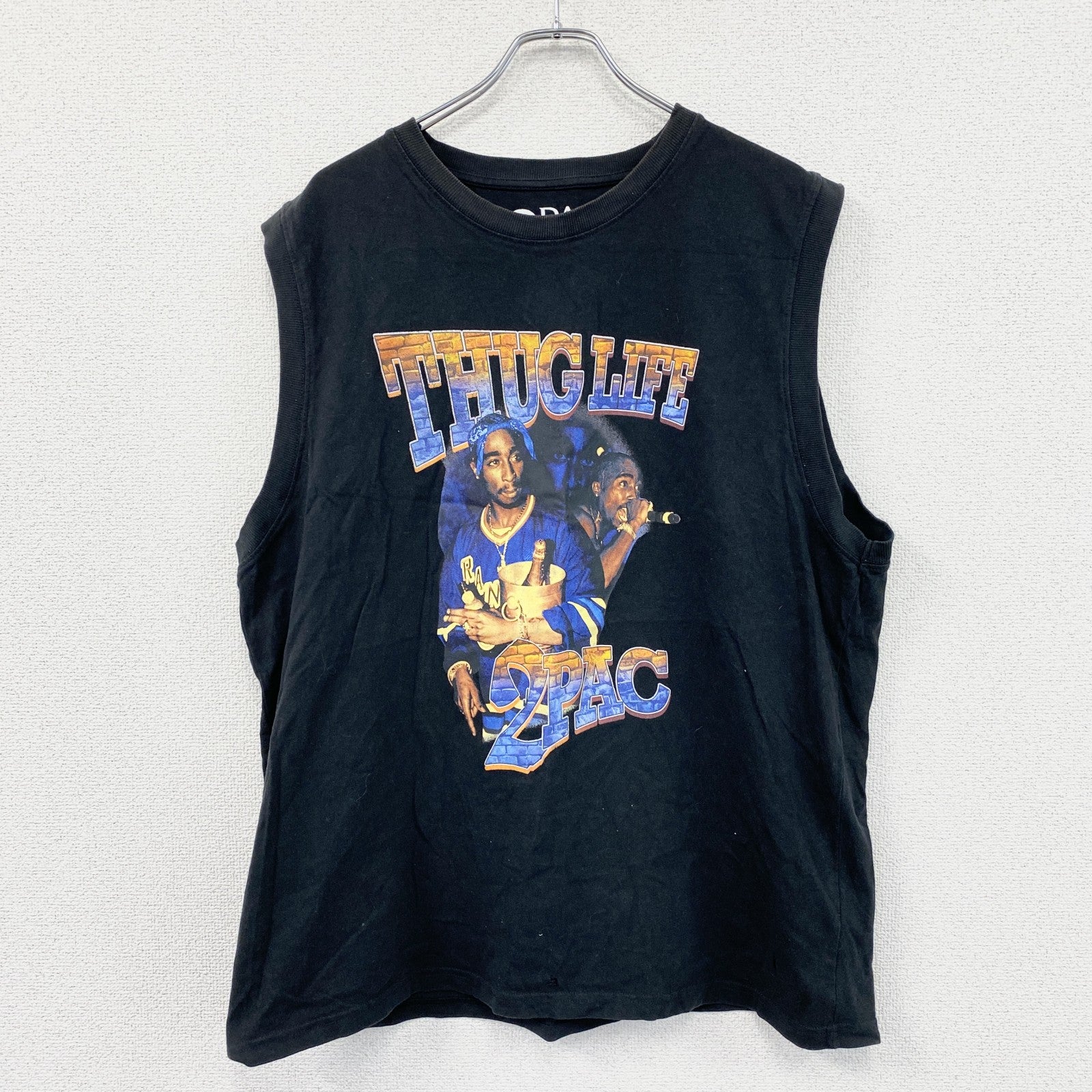 2PAC　トゥーパック　タンクトップ/ノースリーブ　ラッパーT　黒　ブラック　4Lサイズ　古着
