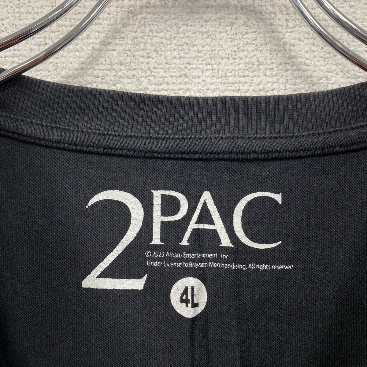 2PAC　トゥーパック　タンクトップ/ノースリーブ　ラッパーT　黒　ブラック　4Lサイズ　古着