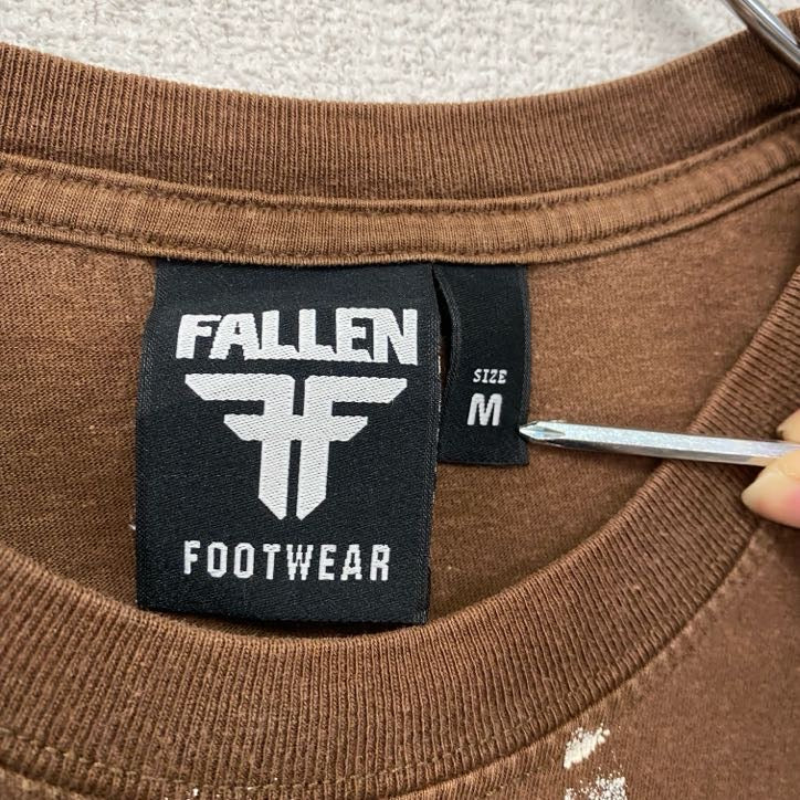 FALLEN　半袖Tシャツ　スカル　骸骨　茶色　ブラウン　Mサイズ　古着