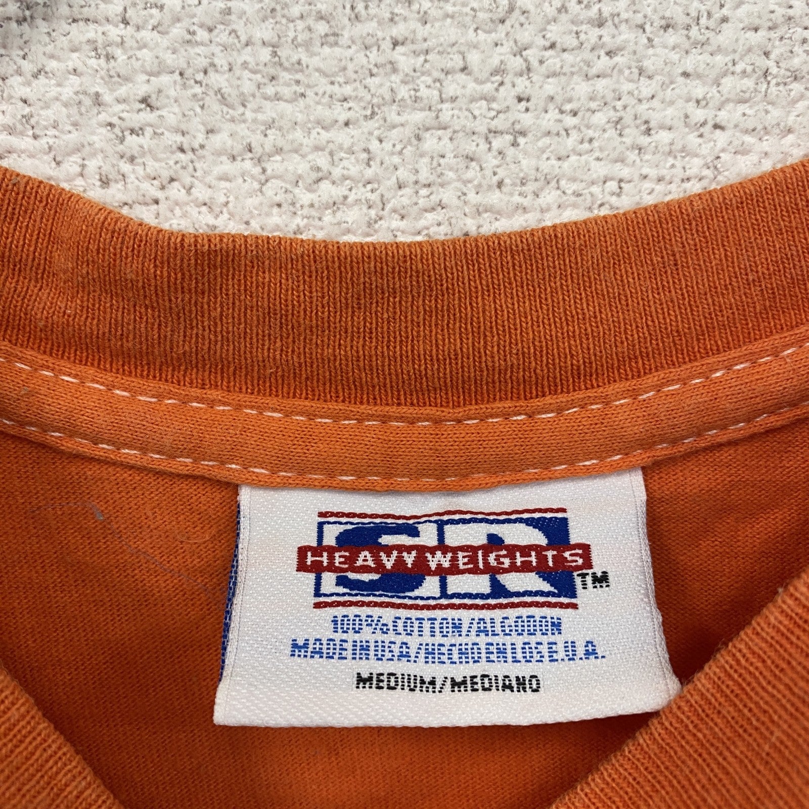 ～90s　HEAVYWEIGHTS　半袖Tシャツ　英字プリント　シングルステッチ　USA　カリフォルニア　ヴィンテージ　オレンジ　Mサイズ カットソー メンズ コットン 古着