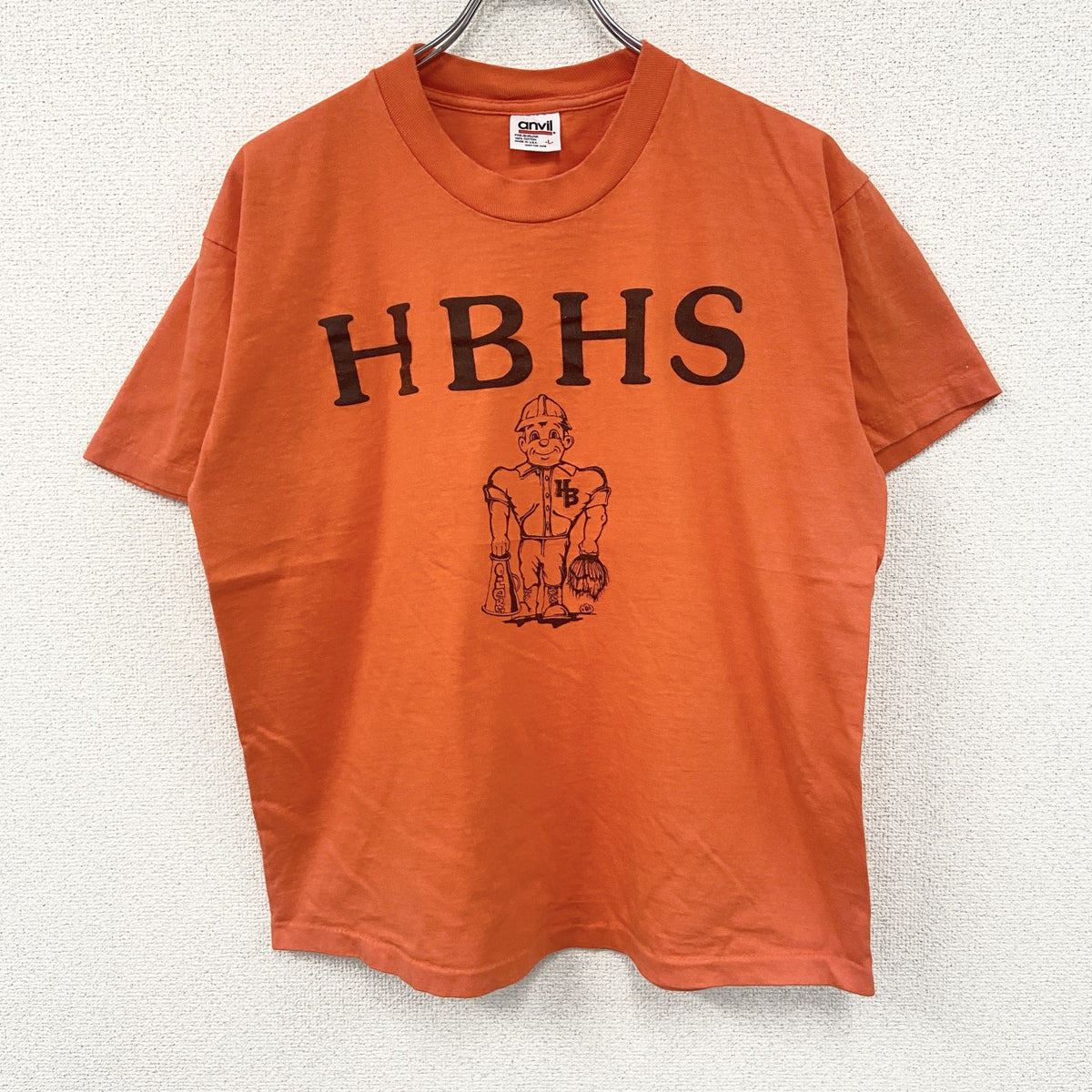 anvil　アンビル　半袖プリントTシャツ　シングルステッチ　オレンジ　Lサイズ カットソー メンズ コットン 古着