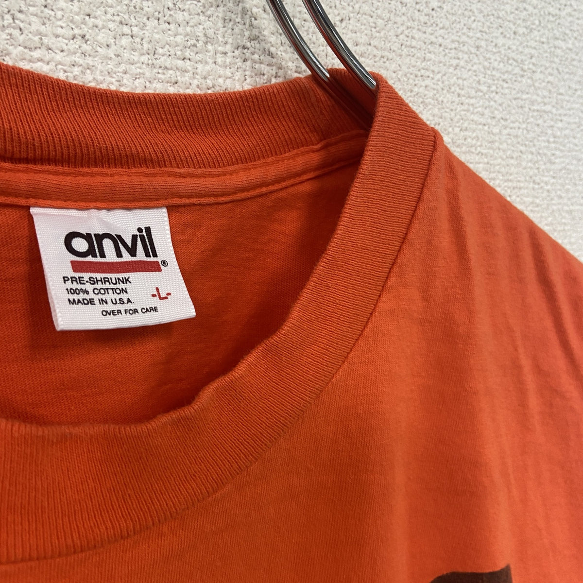 anvil　アンビル　半袖プリントTシャツ　シングルステッチ　オレンジ　Lサイズ カットソー メンズ コットン 古着