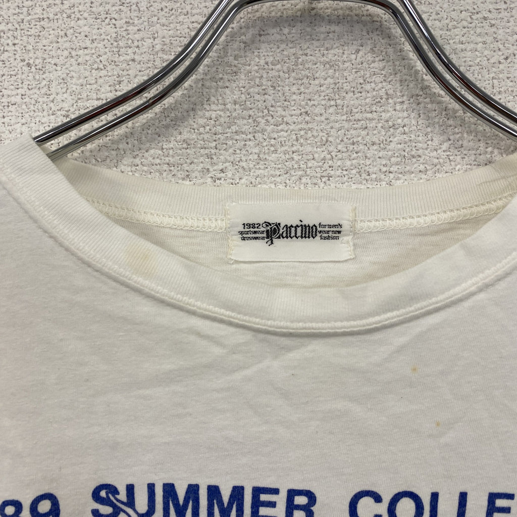 80s　PACCINO　パッチーノ　半袖プリントTシャツ　シングルステッチ　ヴィンテージ　白　ホワイト カットソー メンズ 古着