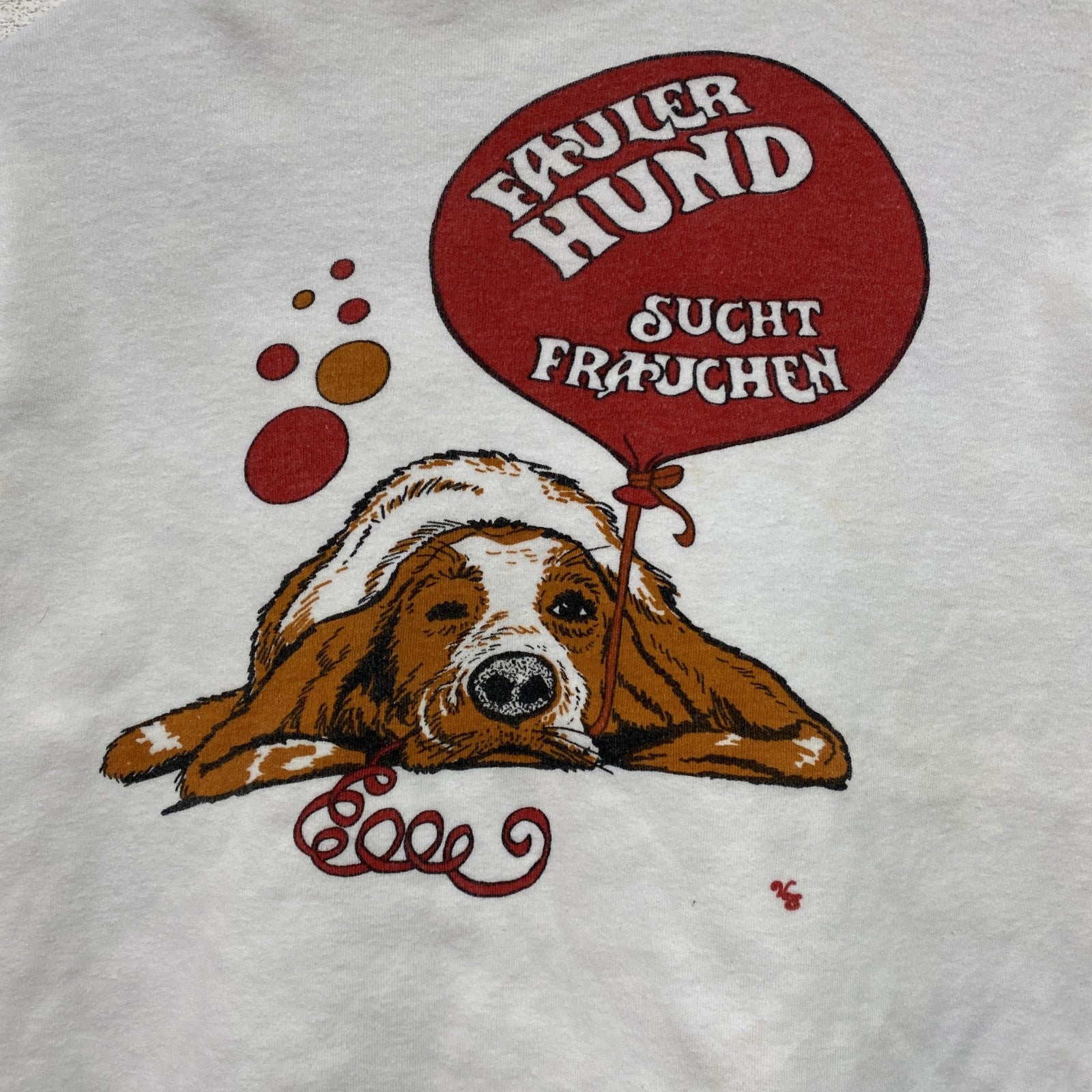 ～00s　VEDEX　半袖プリントTシャツ　バセット ハウンド　FAULER HUND　ホワイト　Mサイズ　古着