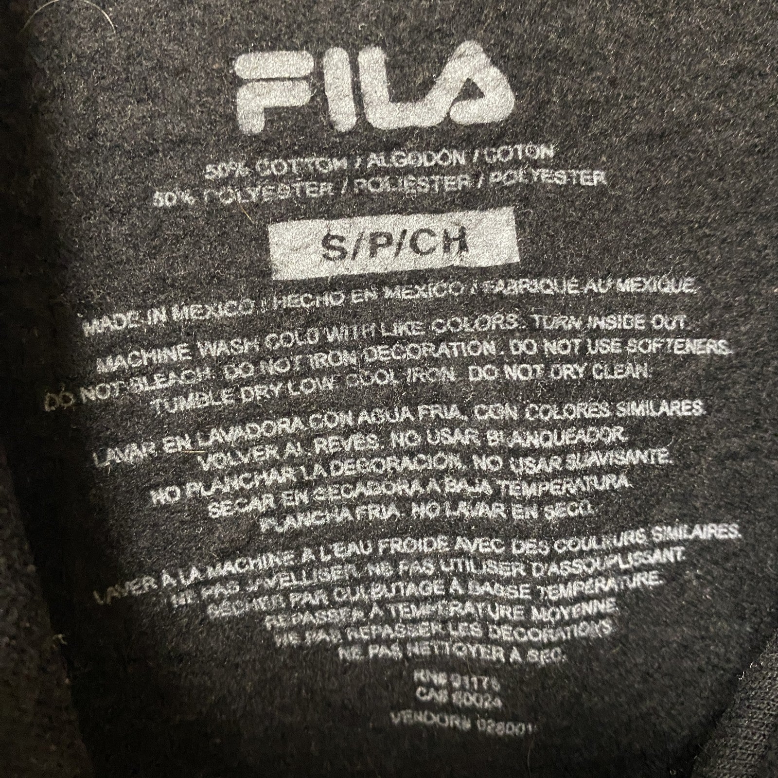 FILA　フィラ　スウェットパーカー/フーディー　デカロゴ　3連プリント　スポーツミックス　ビッグシルエット　黒　ブラック　Ｓサイズ　古着